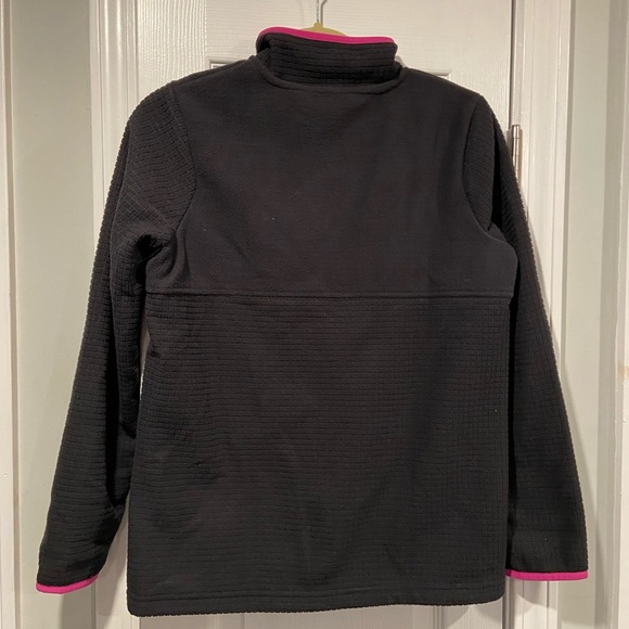 NWT Lands End Girls Size XL Black Pink Waffle Fleece Wind Resistant Full Zip - Picture 6 of 11